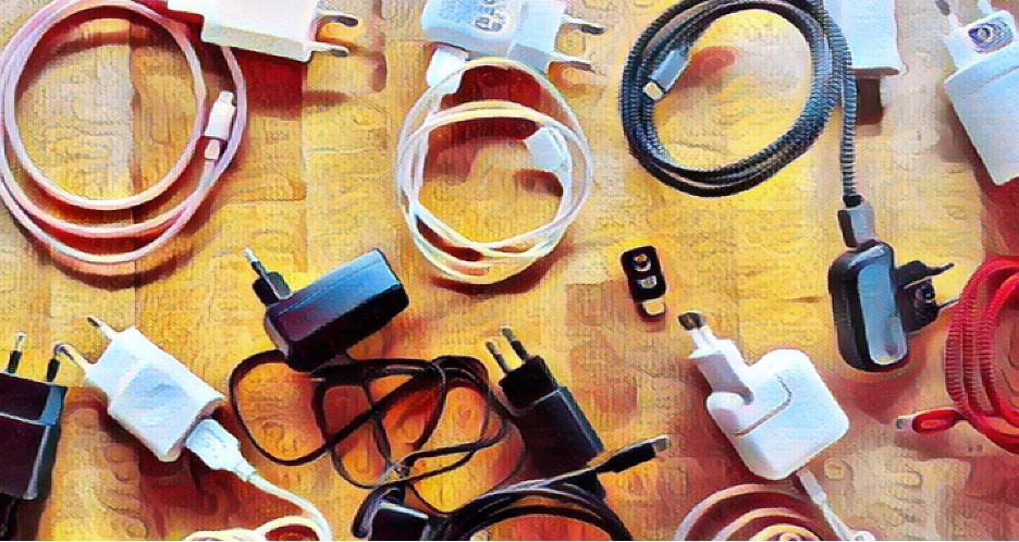 Chargers on a table.